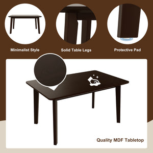 Rectangular Dining Table 47" Solid Wood Top Rubberwood Base