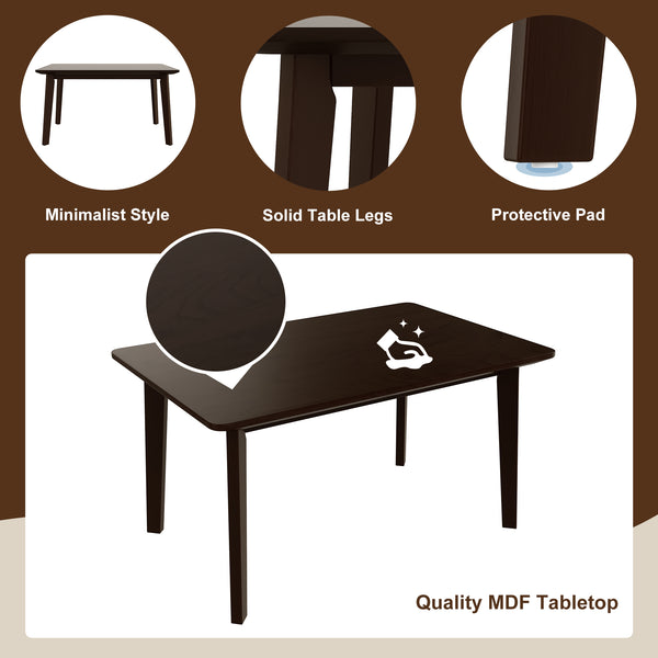 Rectangular Dining Table 47" Solid Wood Top Rubberwood Base
