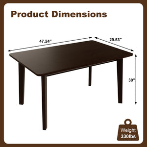Rectangular Dining Table 47" Solid Wood Top Rubberwood Base