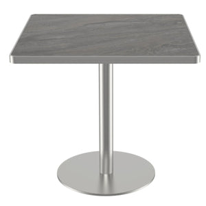 Square Bistro Dining Table 31.5" Sintered Stone Top Metal Pedestal Base